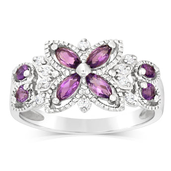 Natural Amethyst and Cubic Zirconia in Sterling Silver