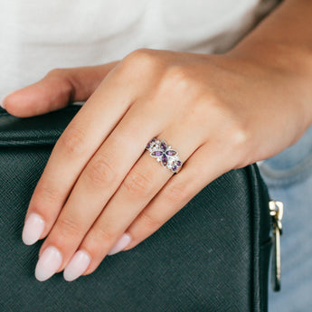 Natural Amethyst and Cubic Zirconia in Sterling Silver