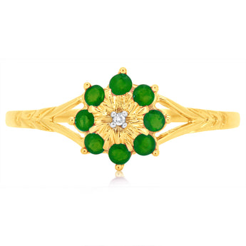 9ct Yellow Gold 0.45 Carat Natural Emerald & Diamonds Ring