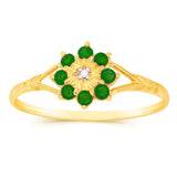9ct Yellow Gold 0.45 Carat Natural Emerald & Diamonds Ring