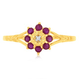 9ct Yellow Gold 0.5 Carat Natural Ruby & Diamonds Ring