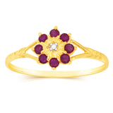 9ct Yellow Gold 0.5 Carat Natural Ruby & Diamonds Ring