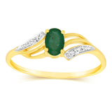 9ct Yellow Gold 0.55 Carat Natural Emerald & Diamonds Ring