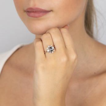 Sterling Silver 0.75 Carat Natural Sapphire & Diamonds Ring