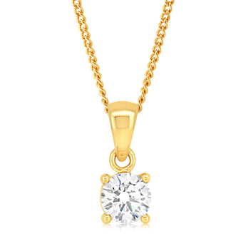 9ct Yellow Gold 0.90 Ct Solitaire Cubic Zirconia Pendant