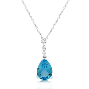 Sterling Silver Blue Topaz Cubic Zirconia Earring & Pendant Set