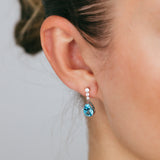 Sterling Silver Blue Topaz Cubic Zirconia Earring & Pendant Set