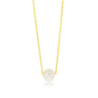 7-8MM Fresh Water Pearl Slide Chain in Gold Plated Sterling Silver