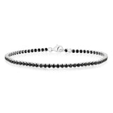 Black Spinel Tennis 19cm Bracelet in Sterling Silver Rhodium Plated