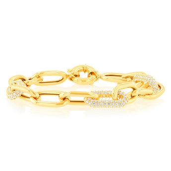 Cubic Zirconia Fancy Bracelet in 9ct Yellow Gold