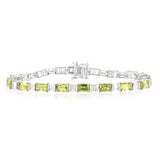 Sterling Silver Natural Peridot & White Topaz Bracelet 18CM