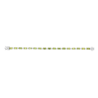 Sterling Silver Natural Peridot & White Topaz Bracelet 18CM
