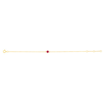 0.30 Carat Created Ruby Adjustable Bracelet 17cm in 9ct Yellow Gold