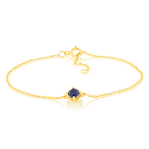 0.30 Carat Created Sapphire Adjustable Bracelet 17cm in 9ct Yellow Gold