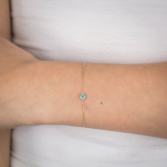0.30 Carat Blue Topaz Adjustable Bracelet 17cm in 9ct Yellow Gold
