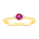 0.30 Carat Created Ruby and Diamond Ring in 9ct Yellow Gold