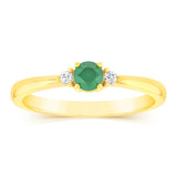 0.24 Carat Created Emerald and Diamond Ring in 9ct Yellow Gold