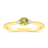 0.30 Carat Peridot and Diamond Ring in 9ct Yellow Gold