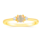 0.17 Carat Opal and Diamond Ring in 9ct Yellow Gold