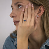 1 Carat Created Sapphire and Diamond Ring in 9ct Yellow Gold