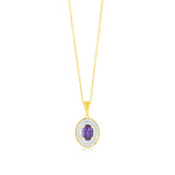 0.46 Carat Amethyst and Diamond Pendant with 45cm Chain in 9ct Yellow Gold
