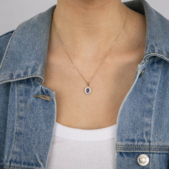 0.46 Carat Amethyst and Diamond Pendant with 45cm Chain in 9ct Yellow Gold