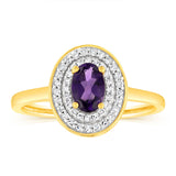0.46 Carat Amethyst and Diamond Ring in 9ct Yellow Gold