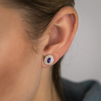 0.50 Carat Amethyst and Diamond Stud Earrings in 9ct Yellow Gold