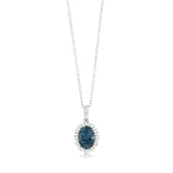 0.90 Carat London Blue Topaz and Diamond Pendant with 45cm Chain in 9ct White Gold