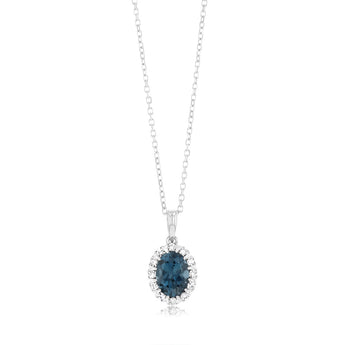 0.90 Carat London Blue Topaz and Diamond Pendant with 45cm Chain in 9ct White Gold