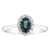 0.90 Carat London Blue Topaz and Diamond Ring in 9ct White Gold