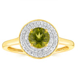 0.87 Carat Peridot and Diamond Ring in 9ct Yellow Gold