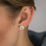 0.60 Carat Peridot and Diamond Stud Earrings in 9ct Yellow Gold