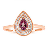 0.44 Carat Pink Topaz Pear and Diamond Ring in 9ct Rose Gold