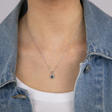 0.40 Carat Created Emerald Oval and Diamond Pendant in 9ct Yellow Gold