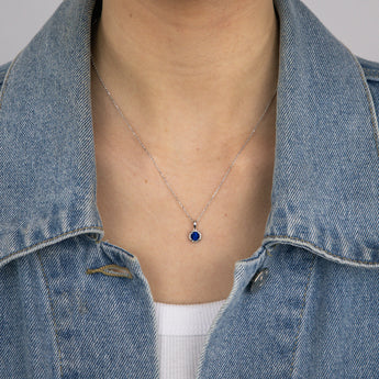 0.67 Carat Created Sapphire and Diamond Pendant with 45cm Chain in 9ct White Gold