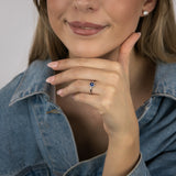 0.67 Carat Created Sapphire and Diamond Ring in 9ct White Gold