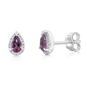Pink Topaz and Diamond Stud Earrings in 9ct White Gold