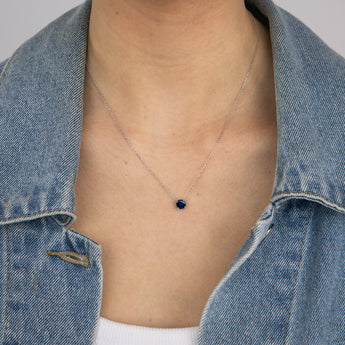 0.67 Carat Created Sapphire Pendant with 45cm Chain in 9ct White Gold