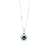0.30 Carat London Blue Topaz and Diamond Pendant with 45cm Chain in 9ct White Gold