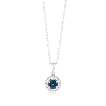0.30 Carat London Blue Topaz and Diamond Pendant with 45cm Chain in 9ct White Gold