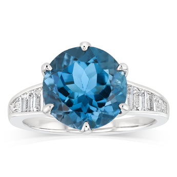 London Blue and White Topaz Ring in Sterling Silver