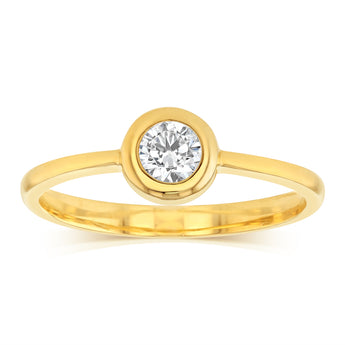 Cubic Zirconia Bezel Ring in 9ct Yellow Gold