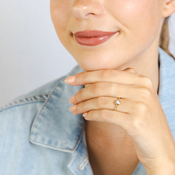 Cubic Zirconia Bezel Ring in 9ct Yellow Gold