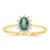 Created Emerald & Zirconia Ring in 9ct Yellow Gold