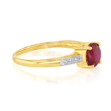 Created Ruby & Zirconia Ring in 9ct Yellow Gold