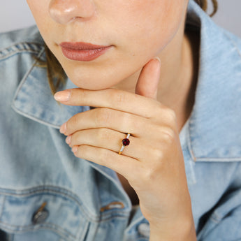 Created Ruby & Zirconia Ring in 9ct Yellow Gold