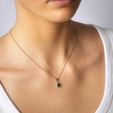 Created Emerald & Diamonds Pendant in 9ct Yellow Gold