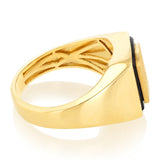 Agate and Diamond Gents Ring in 9ct Yellow Gold