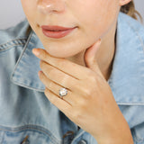 Cultured Pearl and Diamond Ring in Sterling Silver